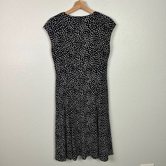Chaps‎ Black & White Polka Dot Cap Sleeve Retro Midi Dress Size Medium - Picture 9 of 10